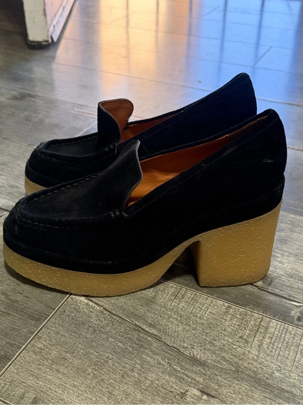 Marc Fisher Lina Slip-On Platform Loafer Heel Pumps Suede Chunky 8.5 NWOB